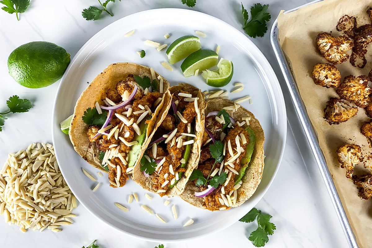 Chipotle Cauliflower Tacos with Slivered Almonds